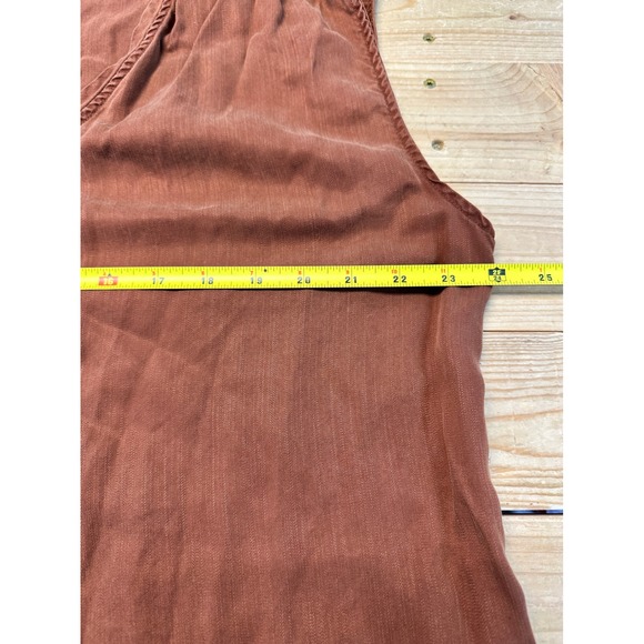 Dear John Women XL Terracotta Brown Tencel V-Neck Sleeveless Top - Picture 4 of 5